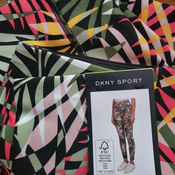 DKNY Athletic Pants S Midweight Sport Compression Legging Tropical Activewear - Picture 5 of 9